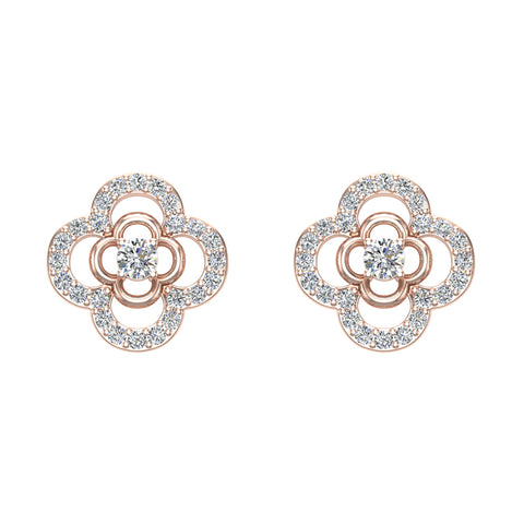 Glitz Design 14K Gold Diamond Stud Earrings Flower Shape 0.82 carat (G ...