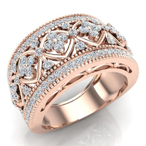 Glitz Design Cocktail Diamond Ring Filigree Style 14K Gold 0.95 ct tw ...