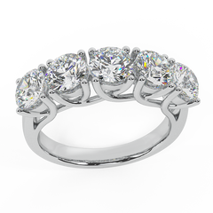 Wedding band White Gold Five Stone Diamond Wedding Ring Trellis Setting