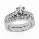 Wedding Ring Set for Women Round Diamond 14K Gold Bridal Set-G,VS
