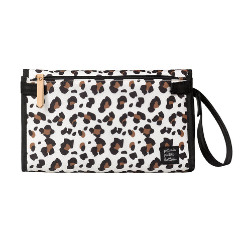 Nimble Clutch in Moon Leopard print against a white background