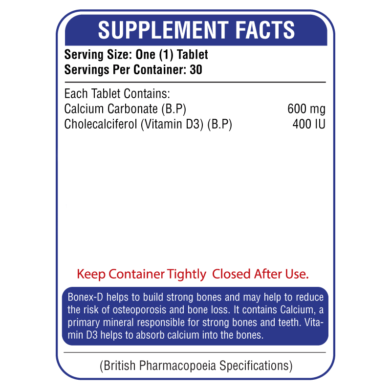 Bonex-D Supplement Facts