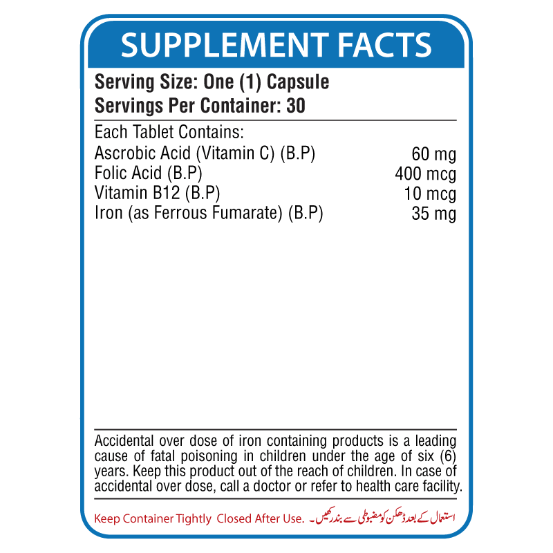 Fero Supplement Facts