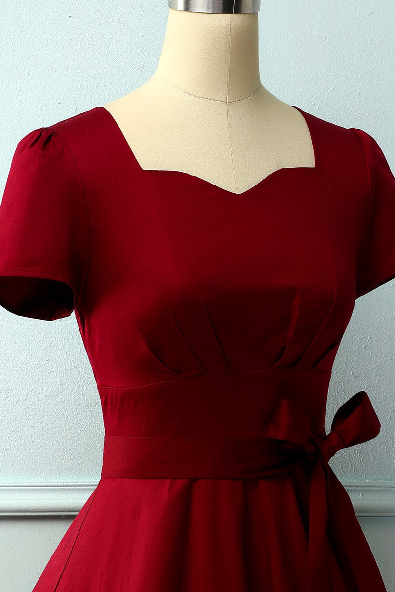 Load image into Gallery viewer, Burgundy Asymmetrical Neck Dress