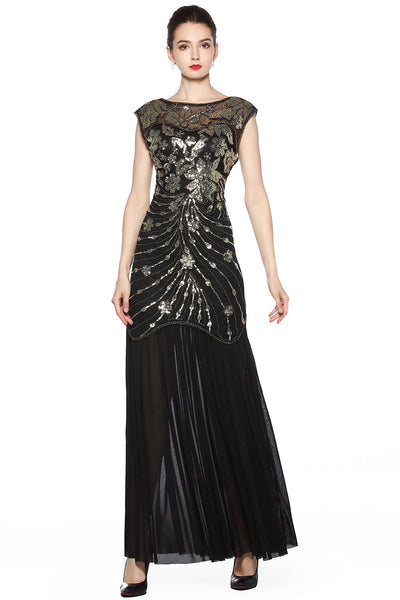 Zapaka Women 1920s Gatsby Dress Apricot Sequin Fringed Flapper Dress Party  Formal Dress – Zapaka CA