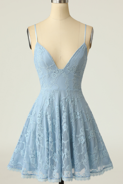 Zapaka Women Blush Short Prom Dress A Line Spaghetti Straps Graduation Dress  – Zapaka CA