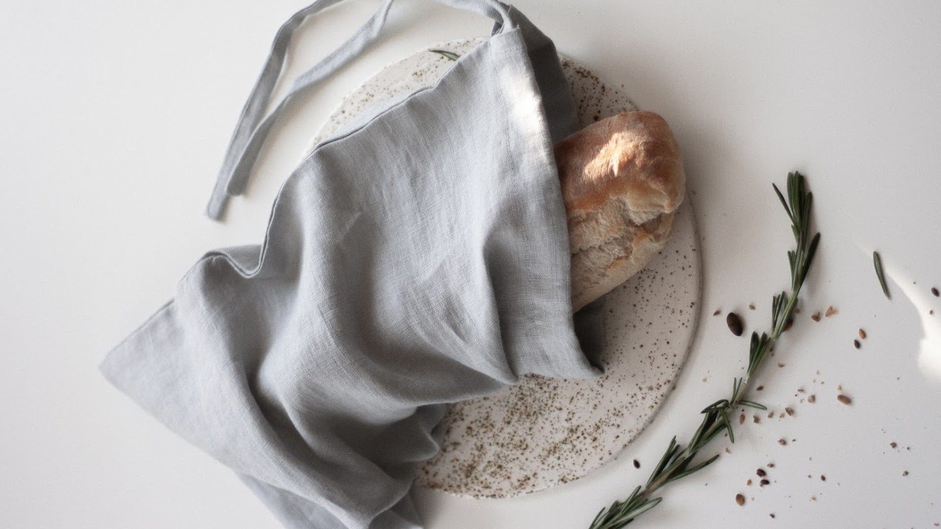 Gift Set - Bread Bag & Kitchen Towel - Linen Bread Bag - Linen Towel