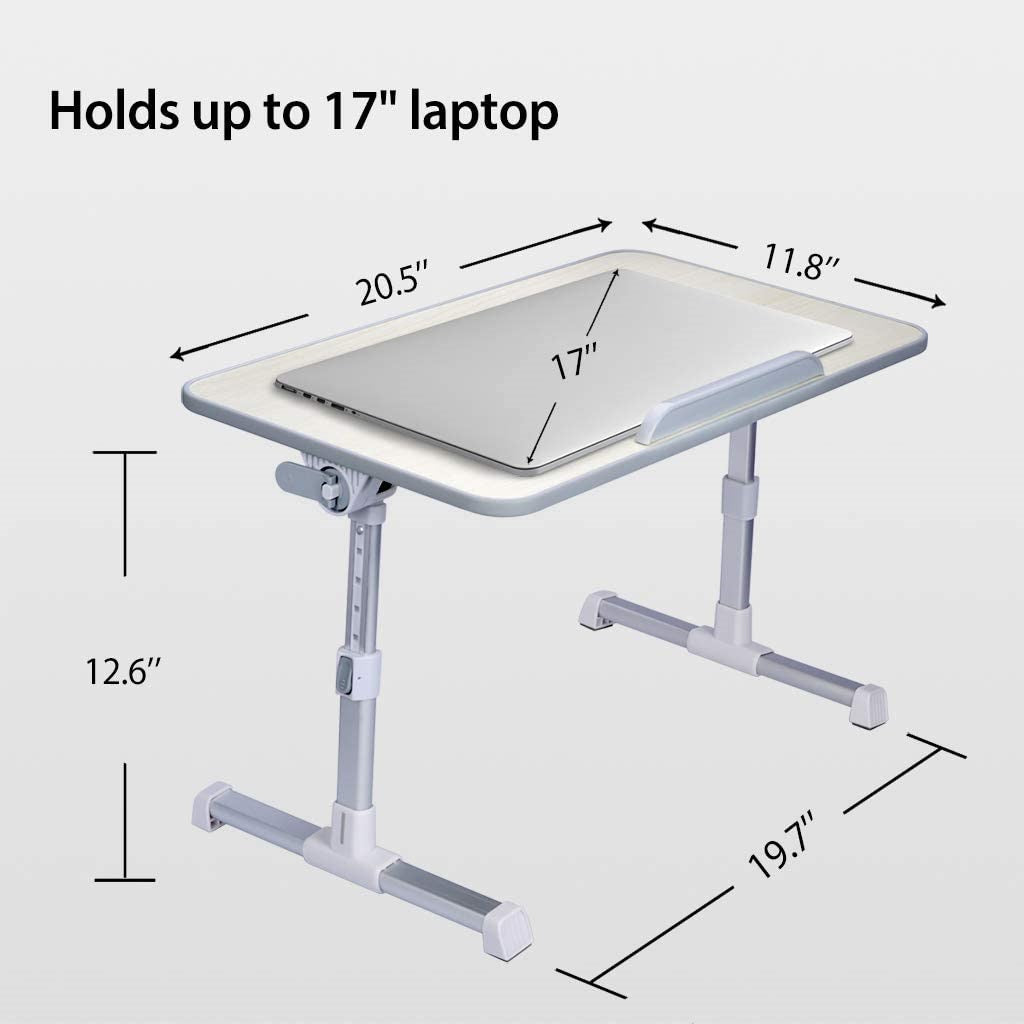 Height Adjustable Laptop Bed Table Portable Lap Desk With