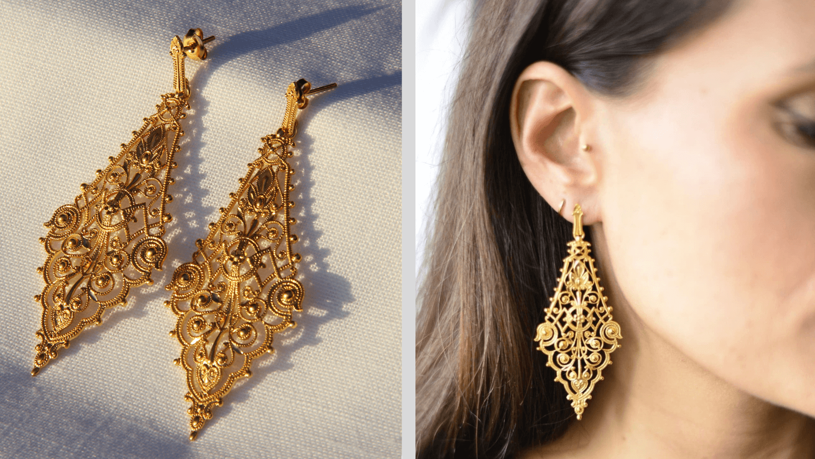 Boucles d'oreilles Stars trempées dans l'or - marque de bijoux éthiques libanais Nounzein