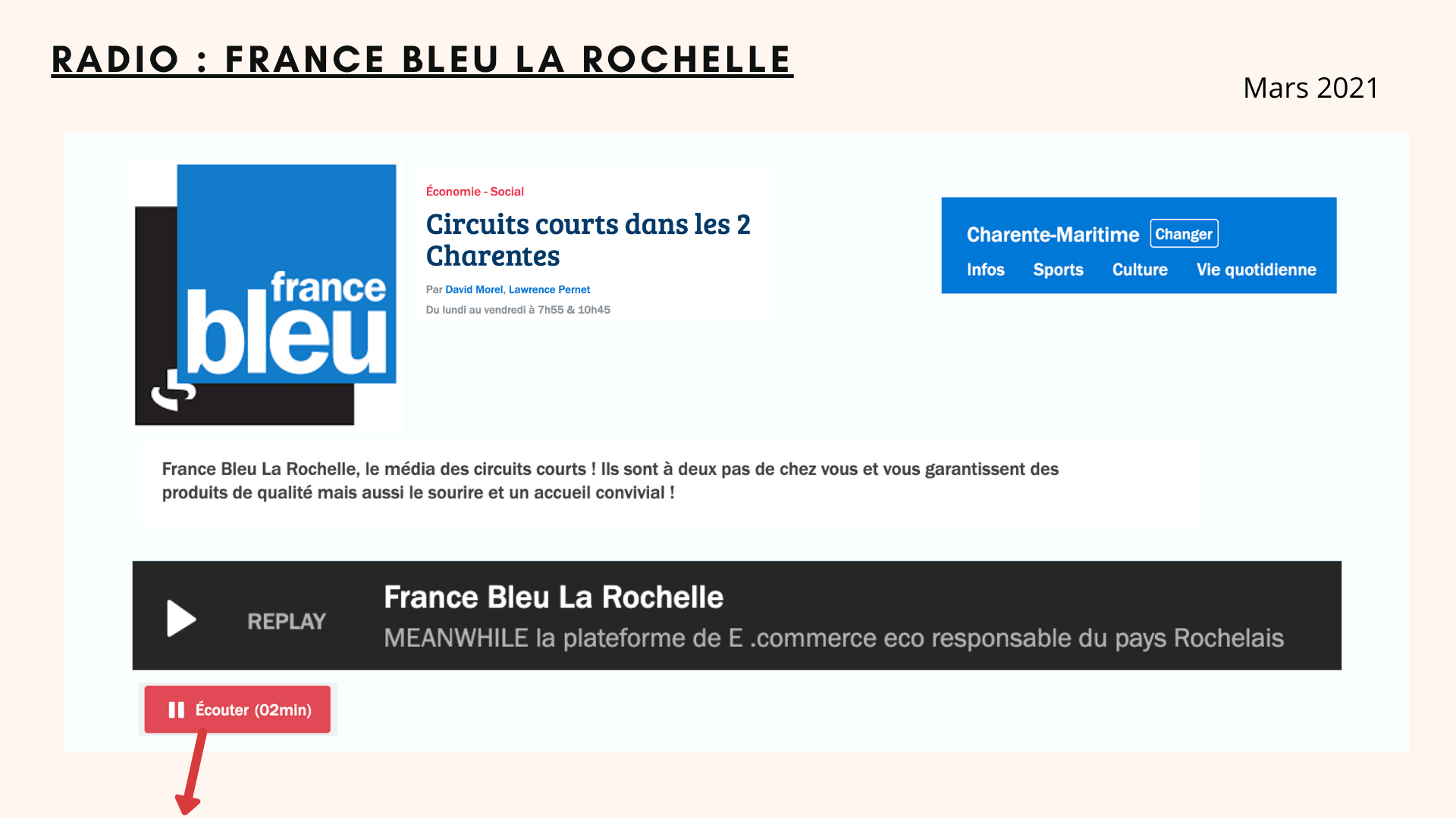 France bleu la rochelle parle de meanwhile boutique eco responsable