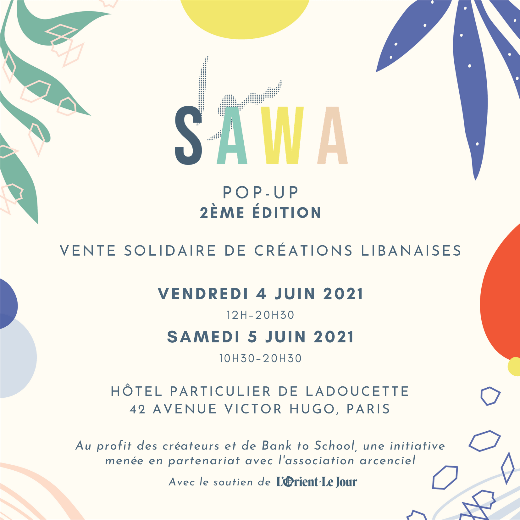 SAWA POP UP evenement les 4 et 5 juin