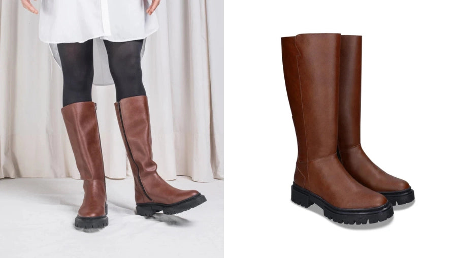 Bottes automnales en cuir vegan pour garde-robe capsule écoresponsable