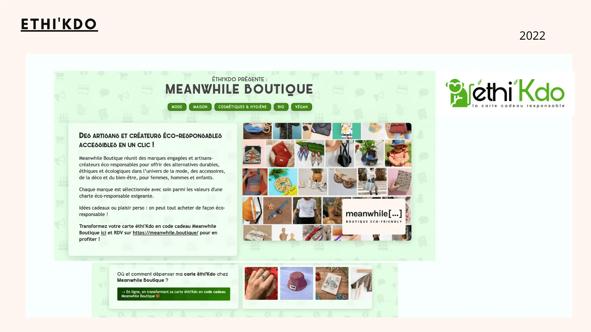 carte cadeaux éco-responsables et engagées meanwhile boutique avec Ethikdo