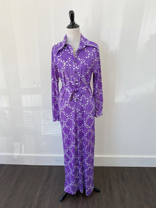 Jantzen Purple Graphic Maxi Dress - Size M