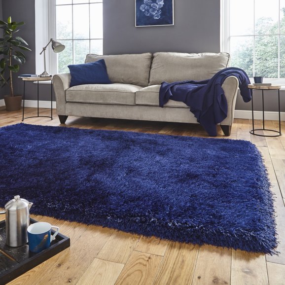 An image of Montana Colourful shaggy Modern Rugs 150 x 230cm / Dark Navy