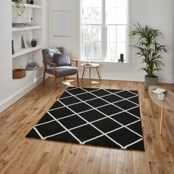 An image of Brooklyn BRK35 Modern Rug 120 x 170cm / Black/White