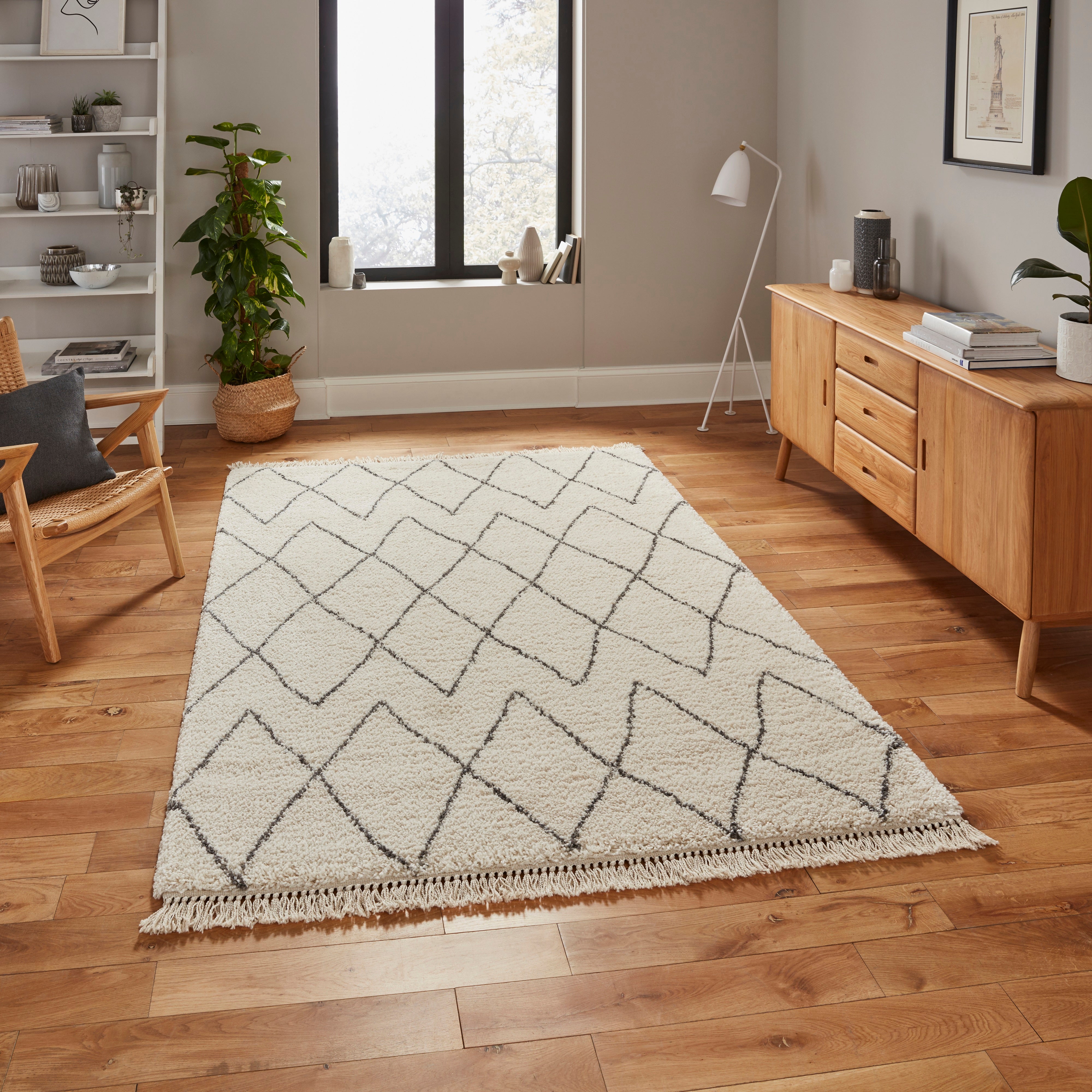 An image of Boho 8280 Modern Rug 120 x 170cm / Cream/Grey