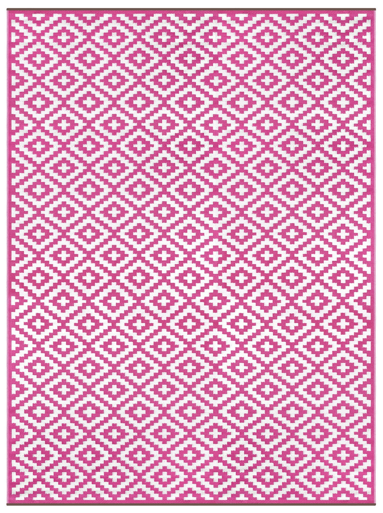 An image of Nirvana Recycled Plastic Indoor & Outdoor Rug 90 x 150cm / Pink/White