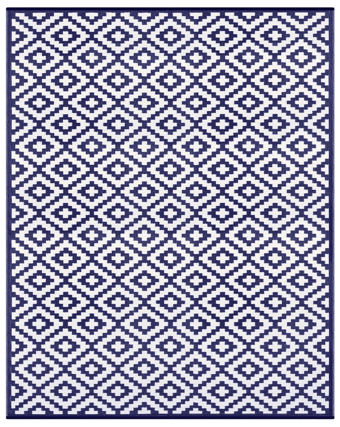 An image of Nirvana Recycled Plastic Indoor & Outdoor Rug 120 x 180cm / Navy/White