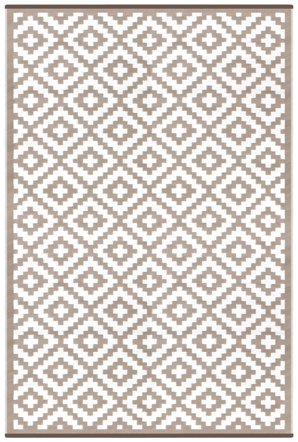 An image of Nirvana Recycled Plastic Indoor & Outdoor Rug 90 x 150cm / Taupe/White