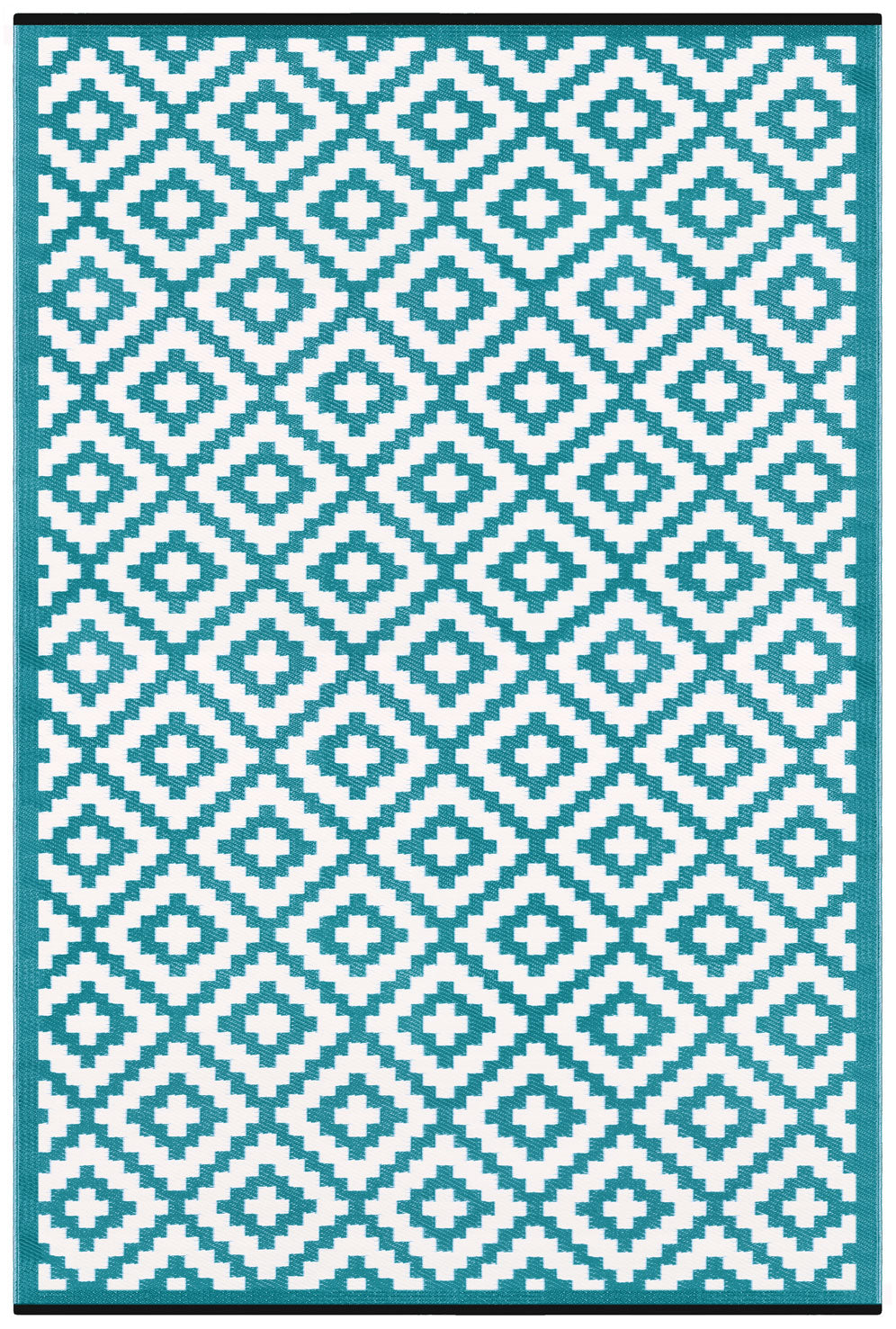 An image of Nirvana Recycled Plastic Indoor & Outdoor Rug 120 x 180cm / Teal/White