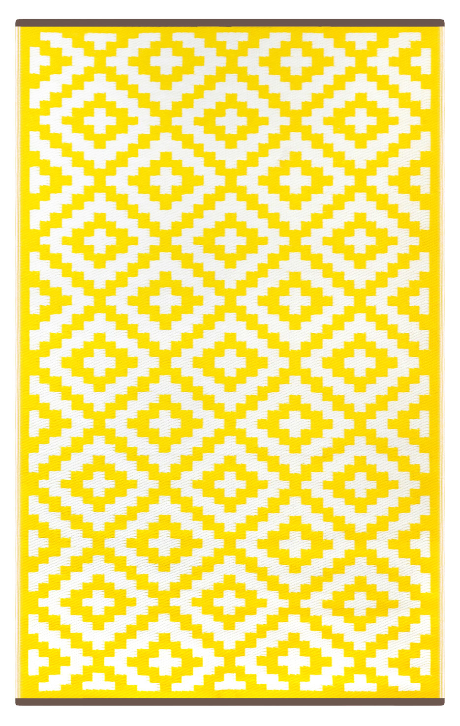 An image of Nirvana Recycled Plastic Indoor & Outdoor Rug 90 x 150cm / Yellow/White