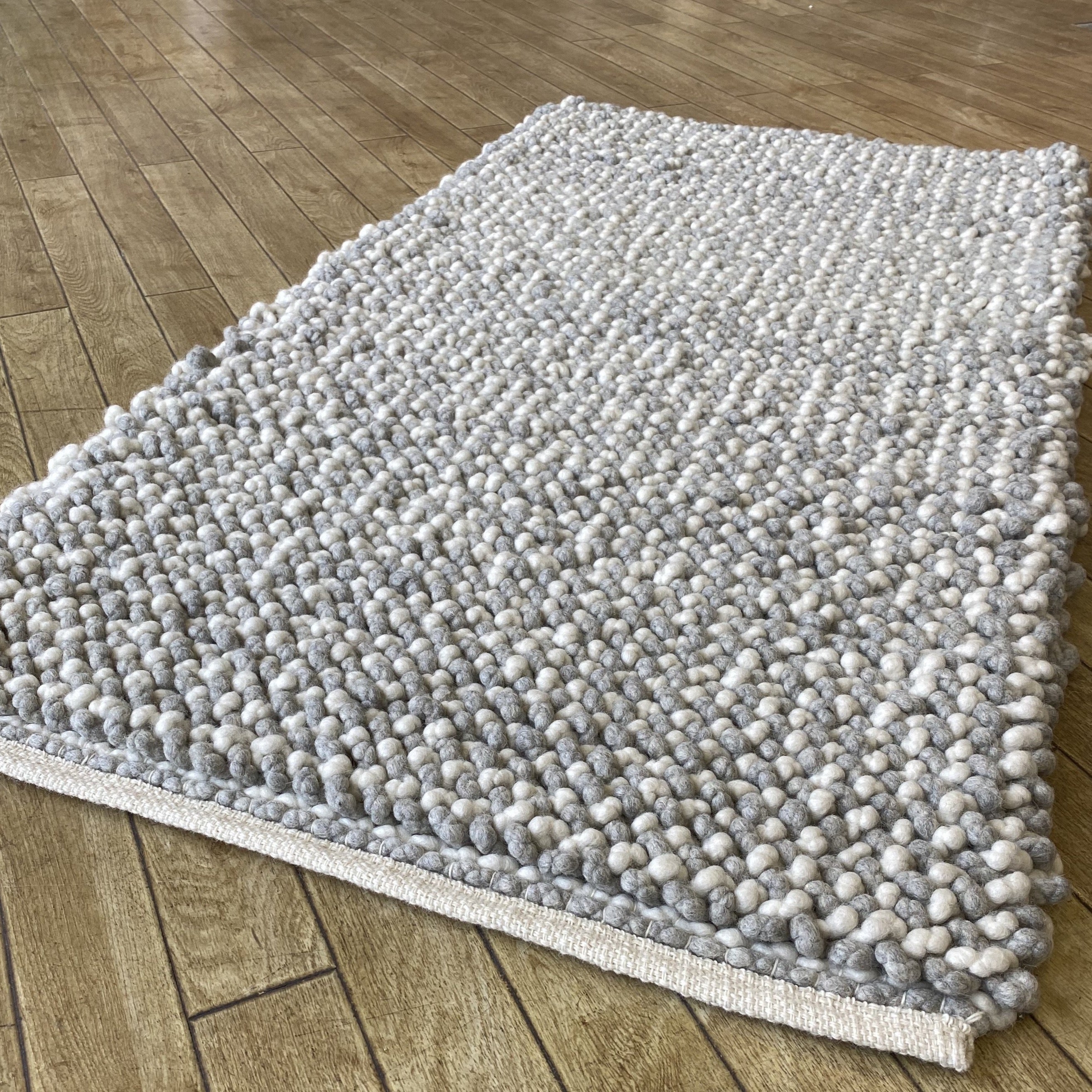 An image of Vrachos Hand Woven Wool Rug Extra Thick Loom - Natural / Grey 160x230cm