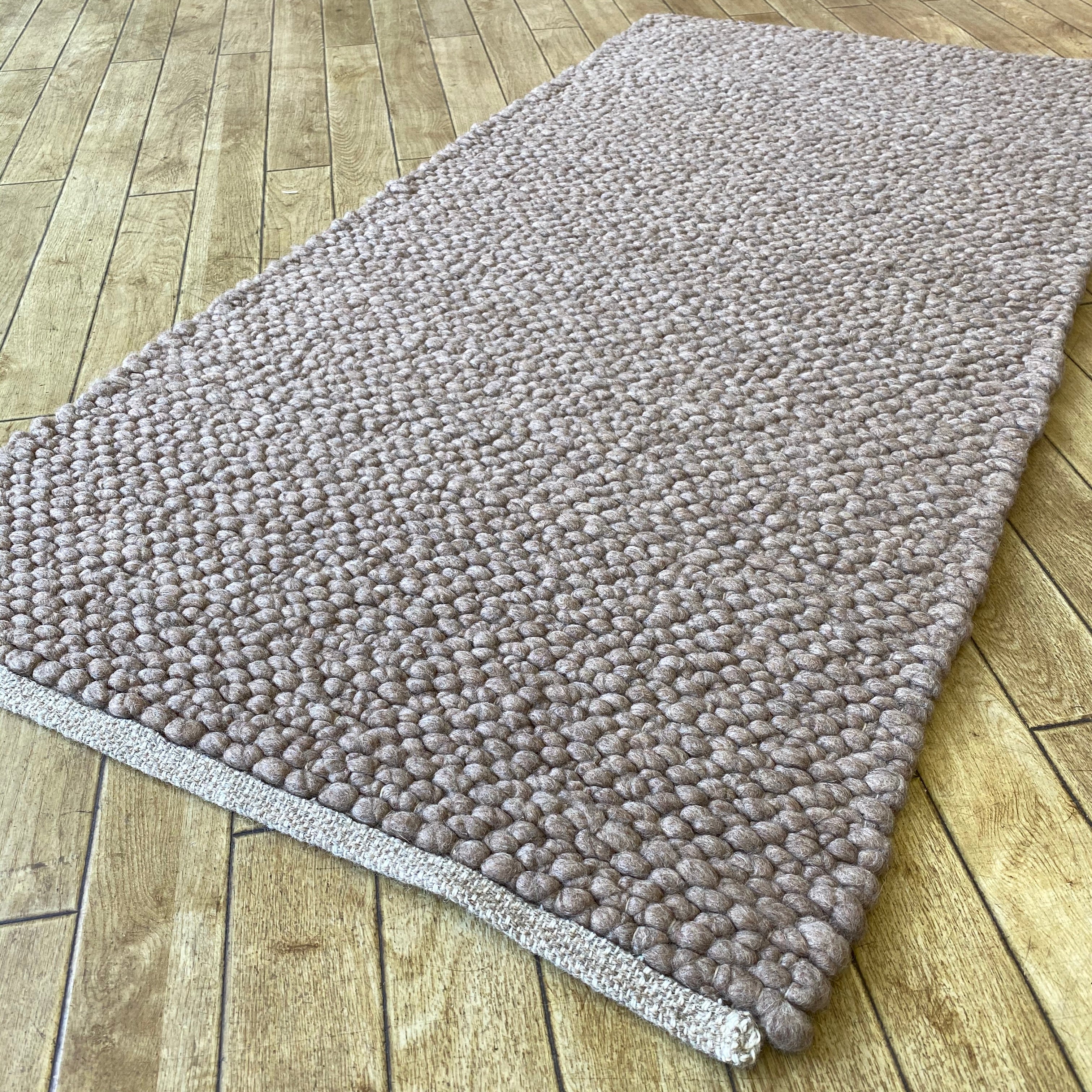 An image of Voras Hand Woven Wool Rug Thick Loom - Taupe 160x230cm