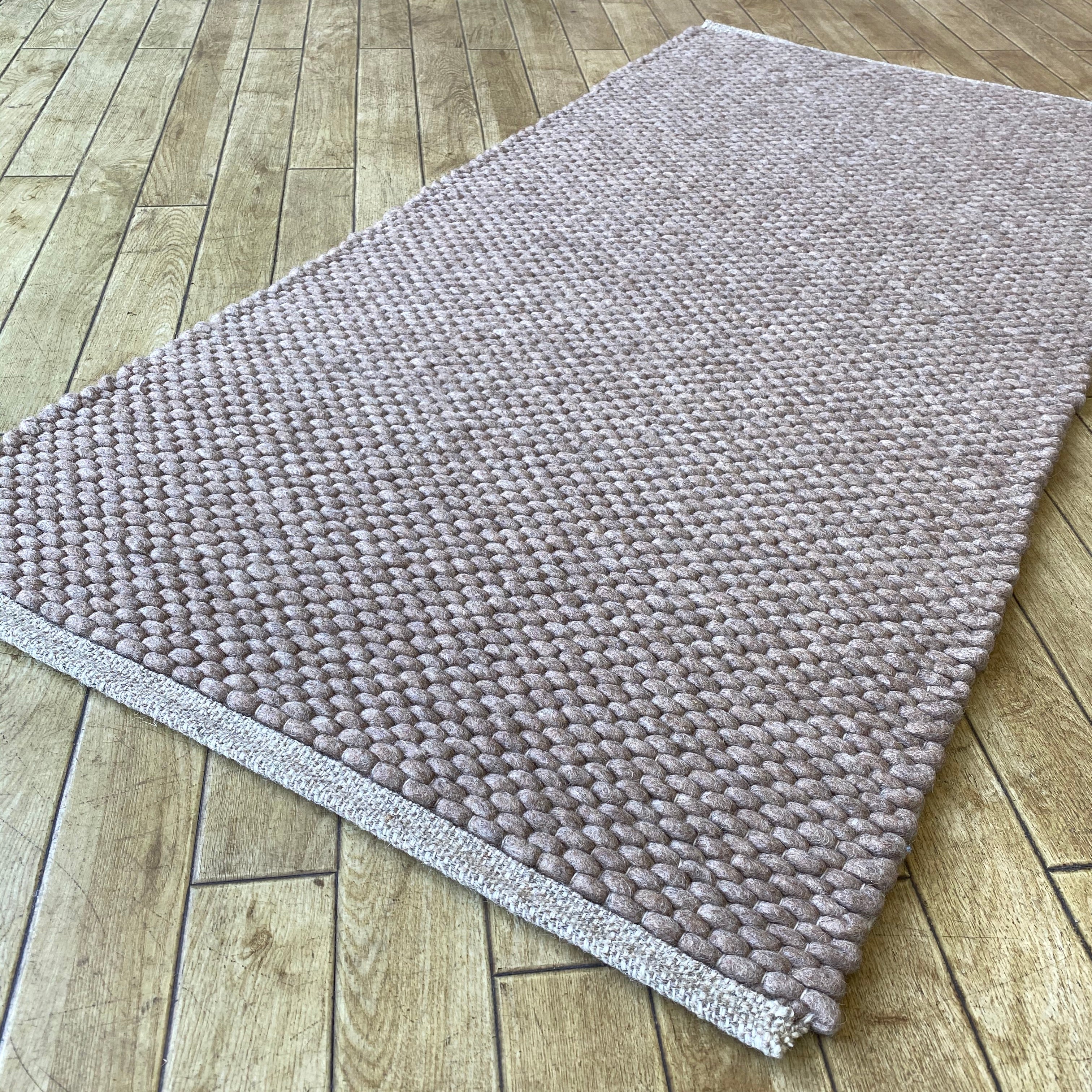 An image of Hermes Hand Woven Wool Rug Thick Loom - Taupe 200x300cm