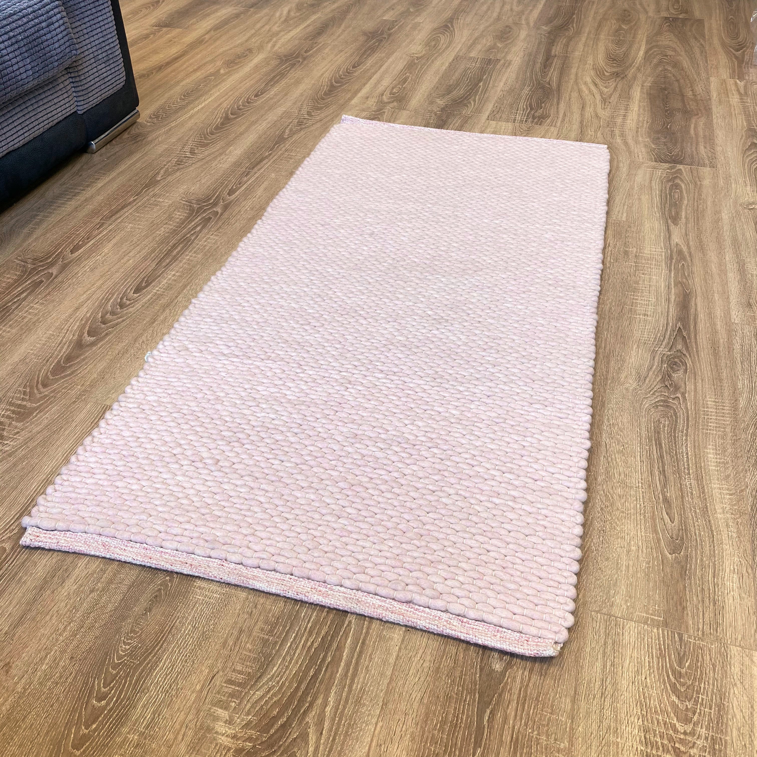 An image of Hermes Hand Woven Wool Rug Thick Loom 200 x 300cm / Powder Pink