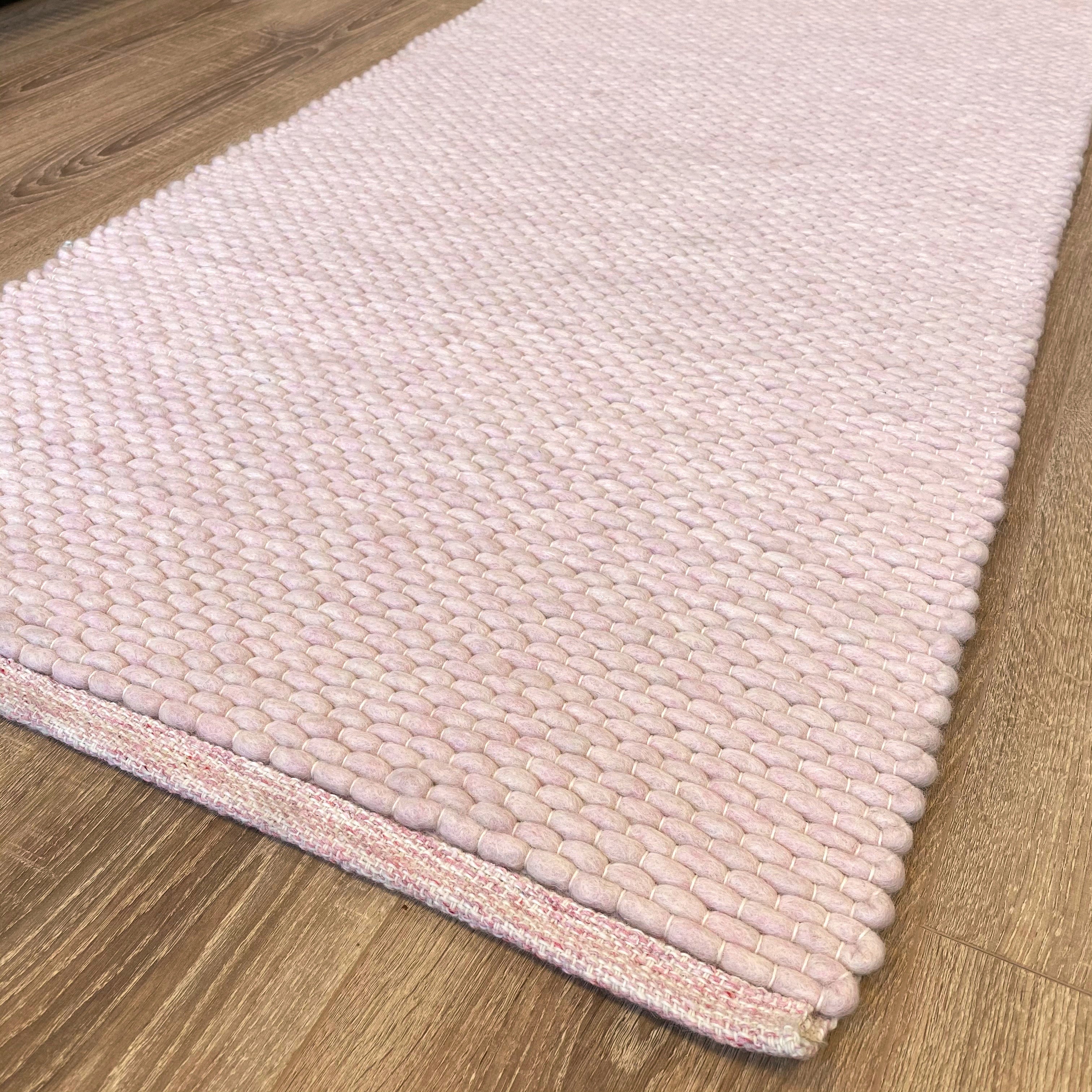 An image of Hermes Hand Woven Wool Rug Thick Loom - Powder Pink 200x300cm