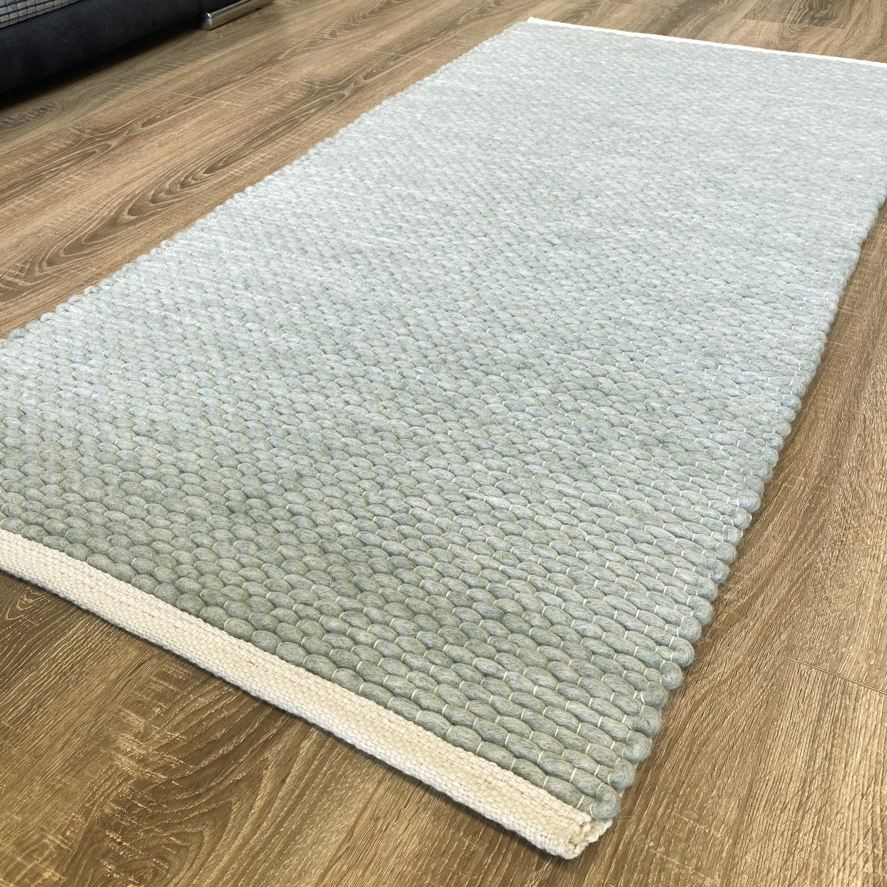 An image of Hermes Hand Woven Wool Rug Thick Loom - Dusky Sage 160x230cm