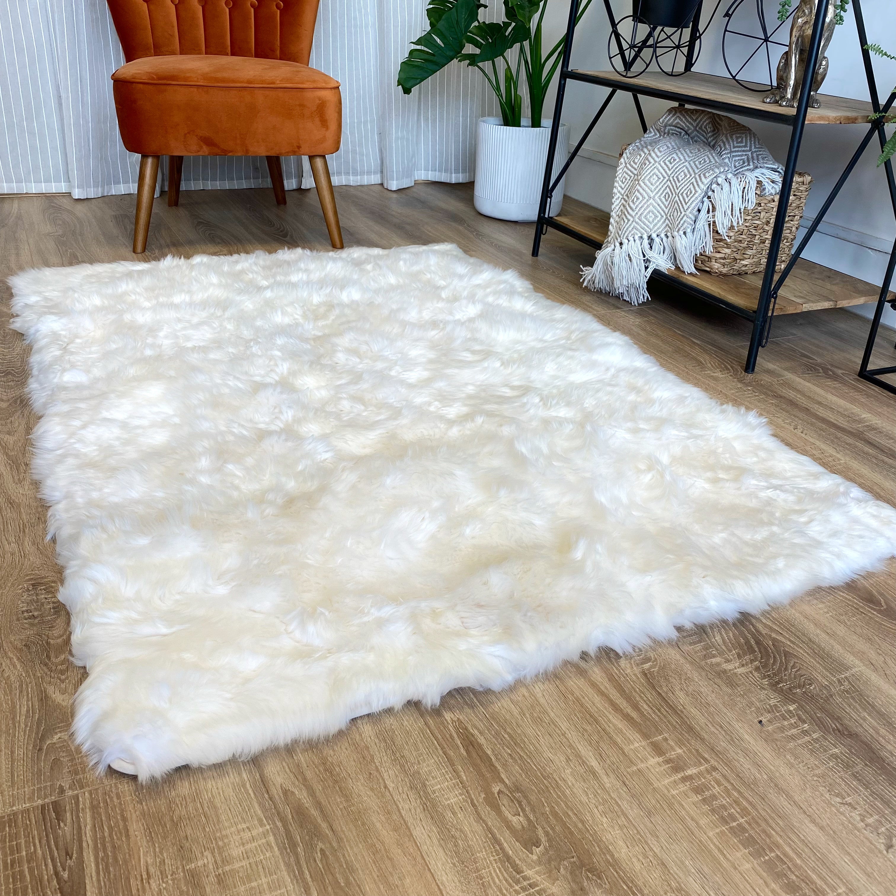 An image of Rectangular Lined Natural Sheepskin Rug 240 x 170cm