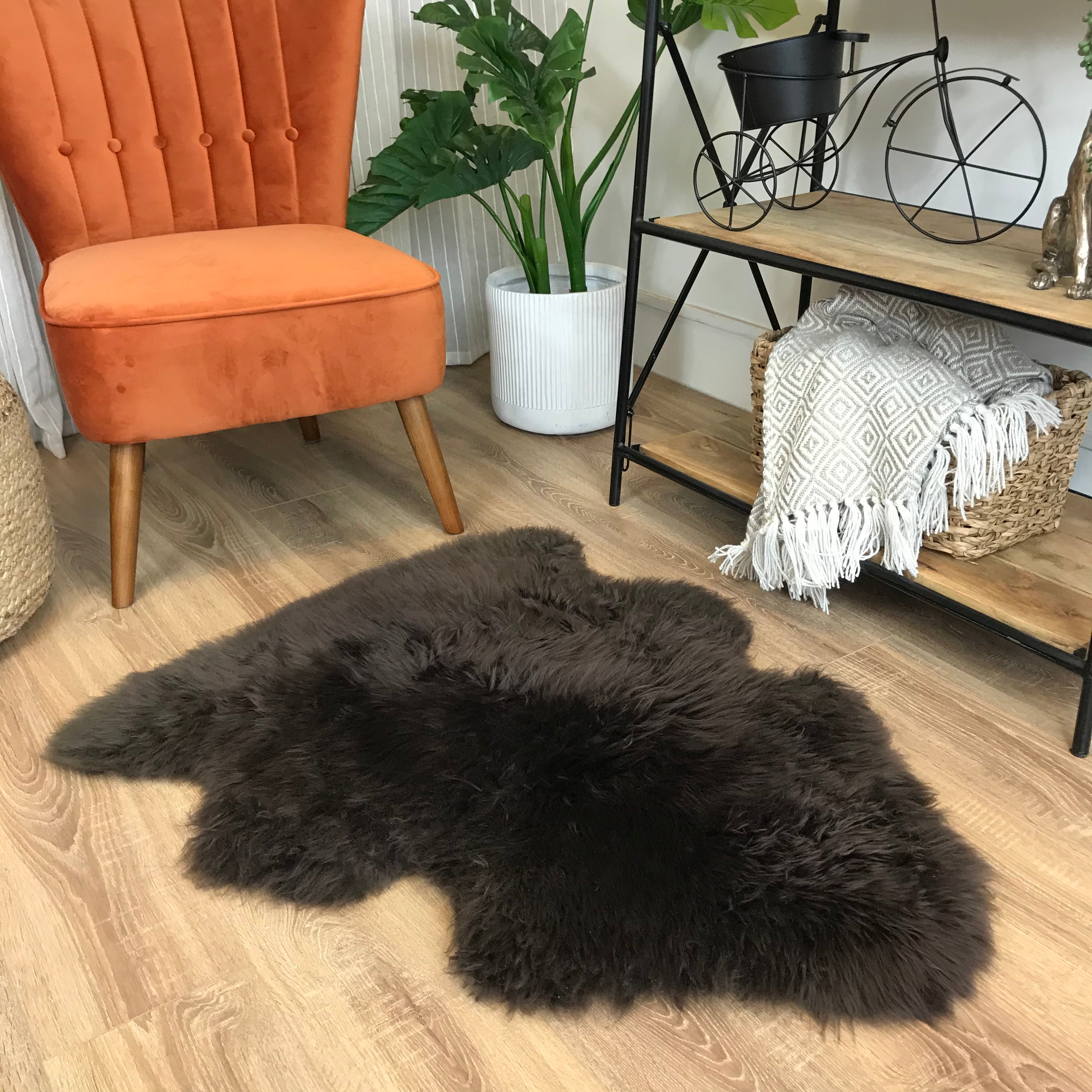 An image of Large British Brown Sheepskin Rug (Single)