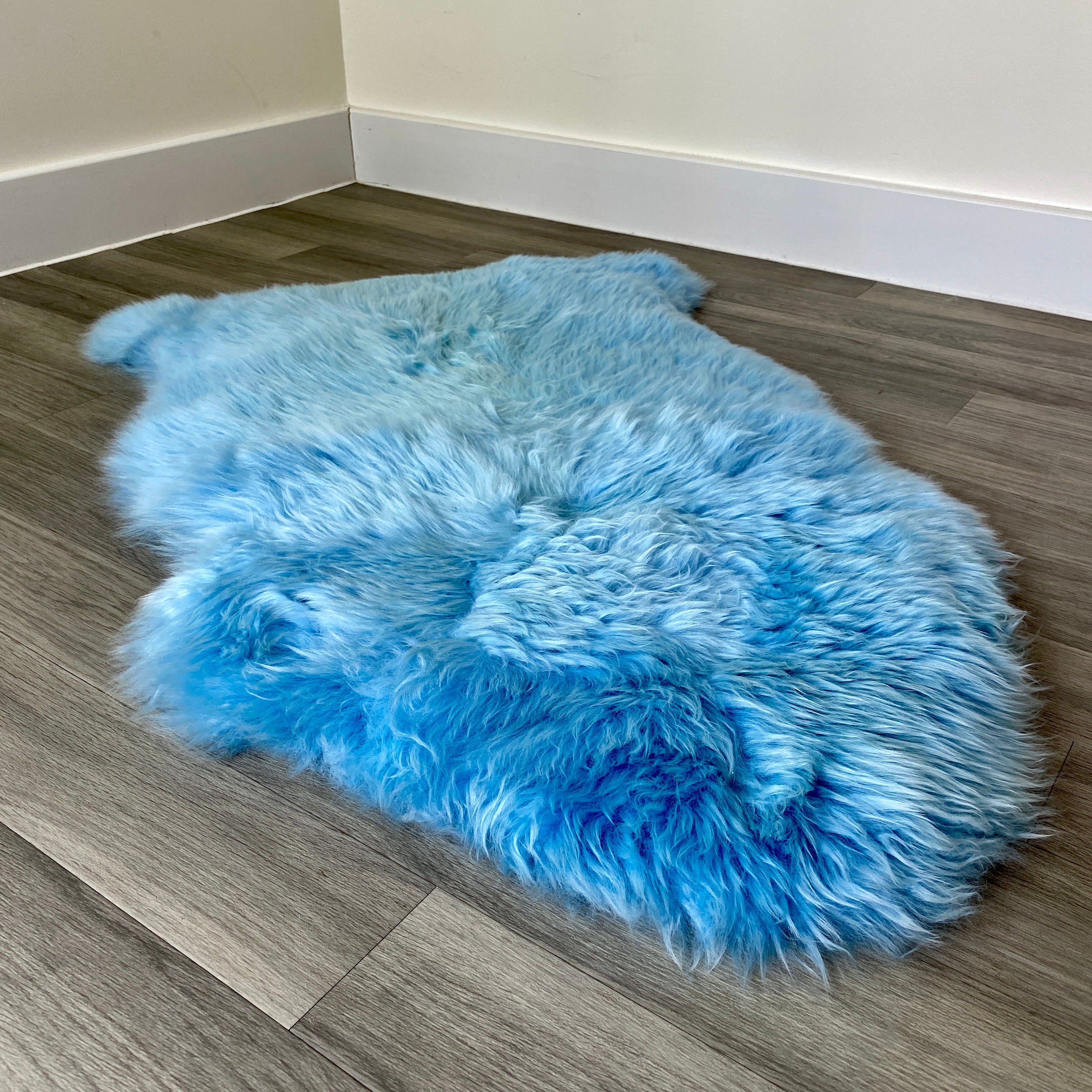 An image of Sky Blue Sheepskin Rug (Single)