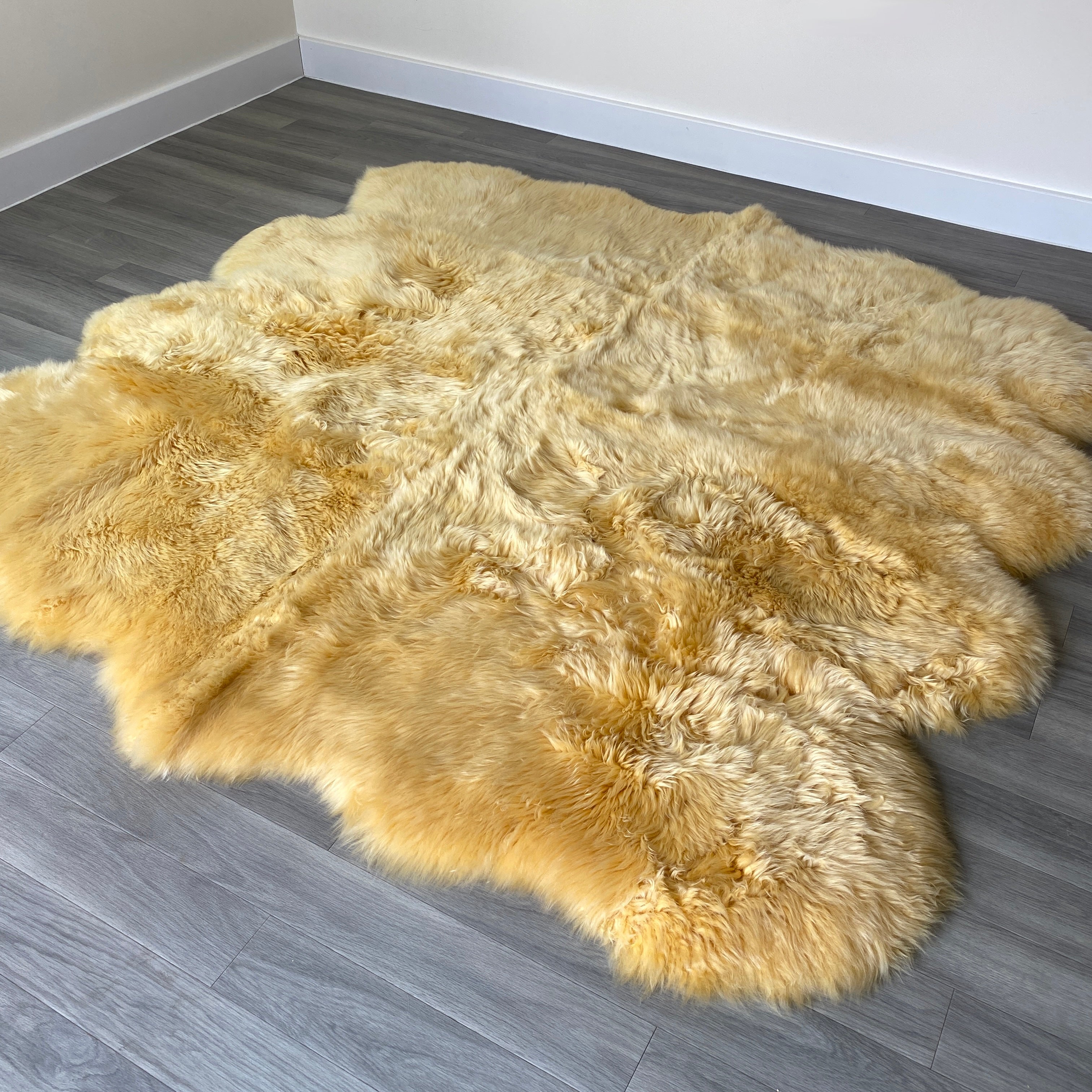 An image of Mustard Sheepskin Rug (Octo)