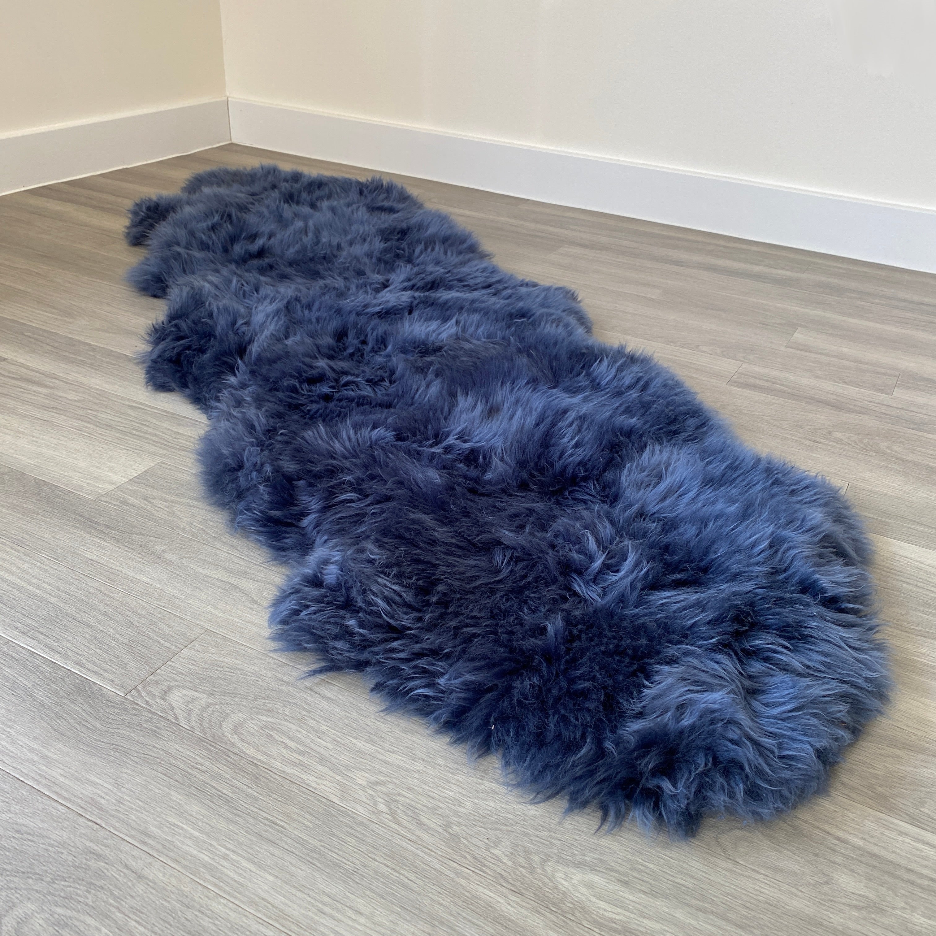 An image of Navy Blue Sheepskin Rug (Double)