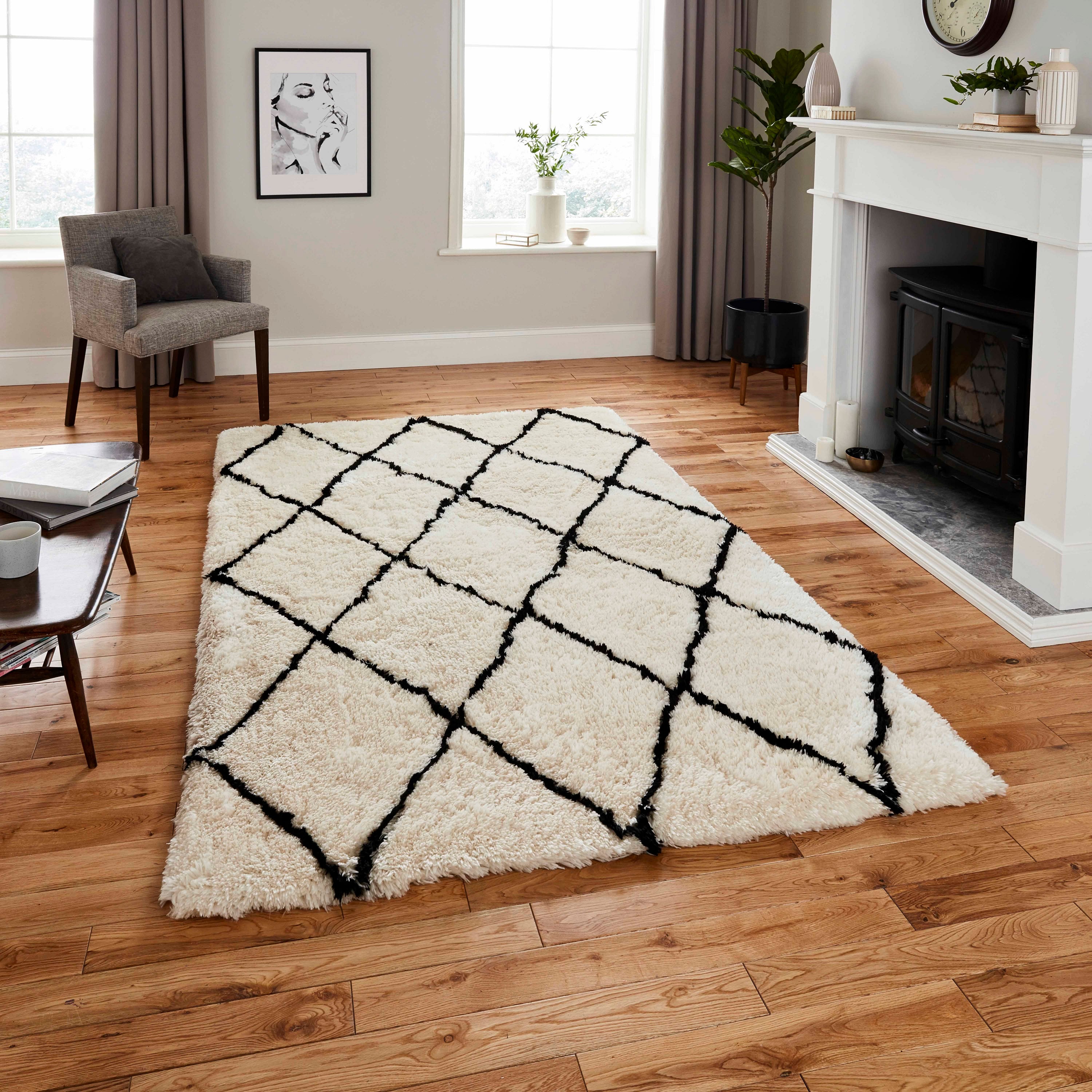 An image of Morocco 2491 Modern Rugs 200 x 290cm / Ivory/Black