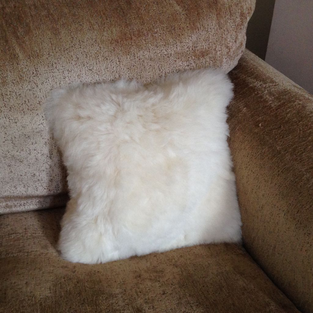 An image of Luxury Short Haired Sheepskin Cushion in Natural 35cm (Cotton Back)