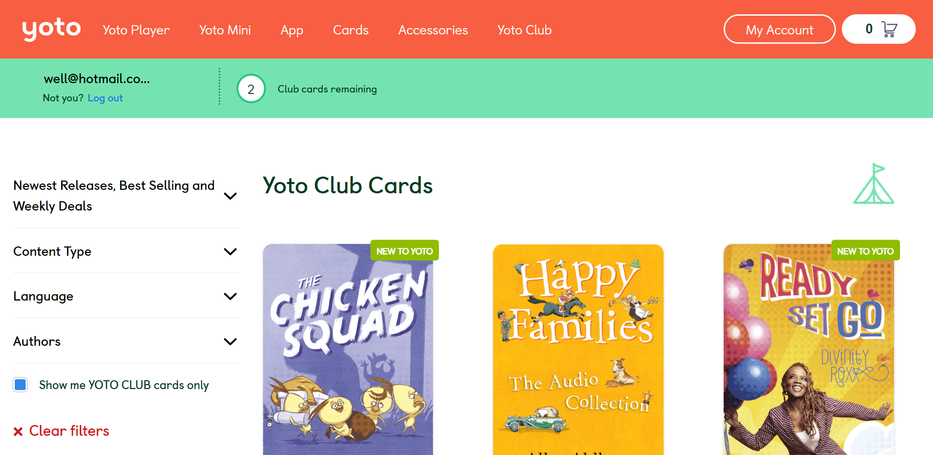 You can choose your Yoto Club Cards directly from our website's Card Store. 