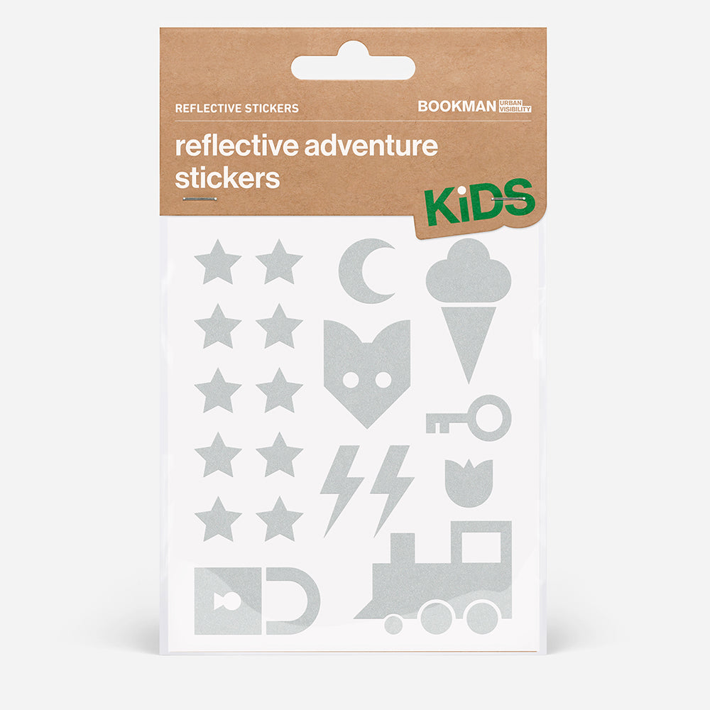 Bookman reflective stickers for kids in packaging