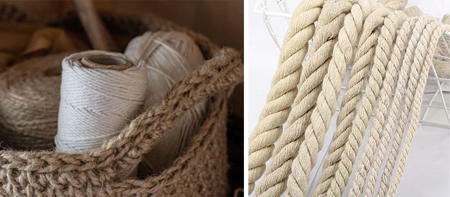Suspension macramé torsadée - en coton naturel et fabriqué à Paris. Avec  des magnifiques couleurs.