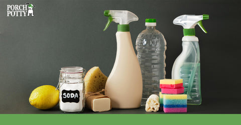 Spray bottles filled with natural cleaning agents