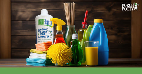 A variety of cleaning bottles