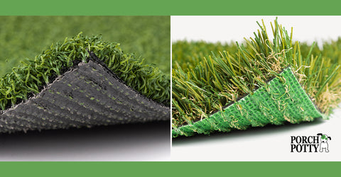 Two different varieties of artificial grass