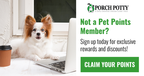 Earn Pet Points towards discounts and rewards at Porch Potty