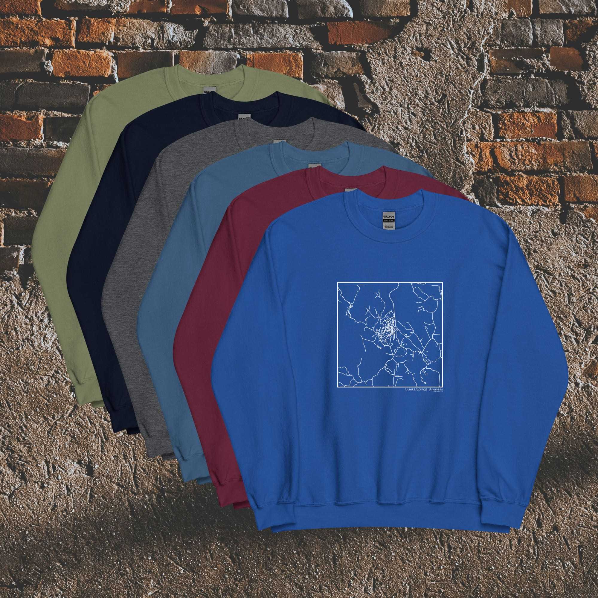 Eureka Springs - Arkansas Map Unisex Crewneck Sweater