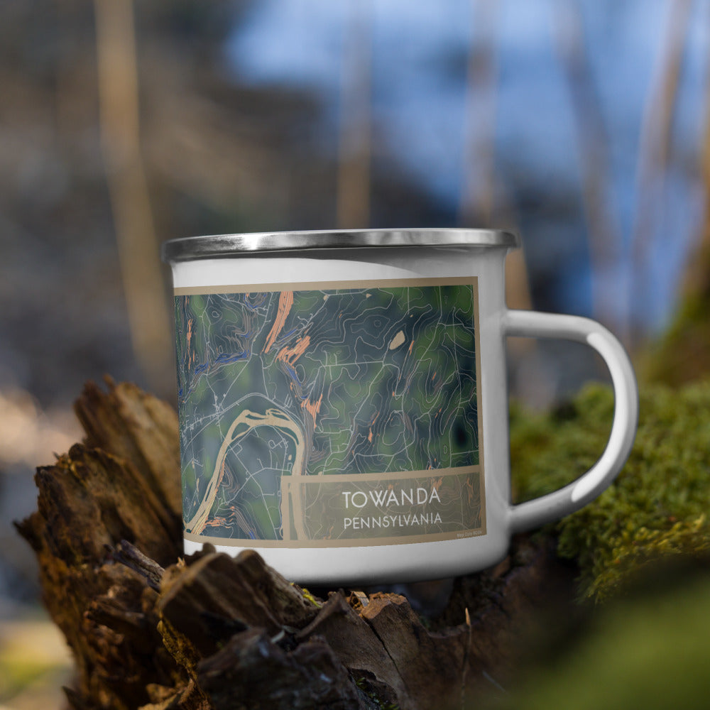 Towanda - Pennsylvania Map Enamel Mug in Afternoon