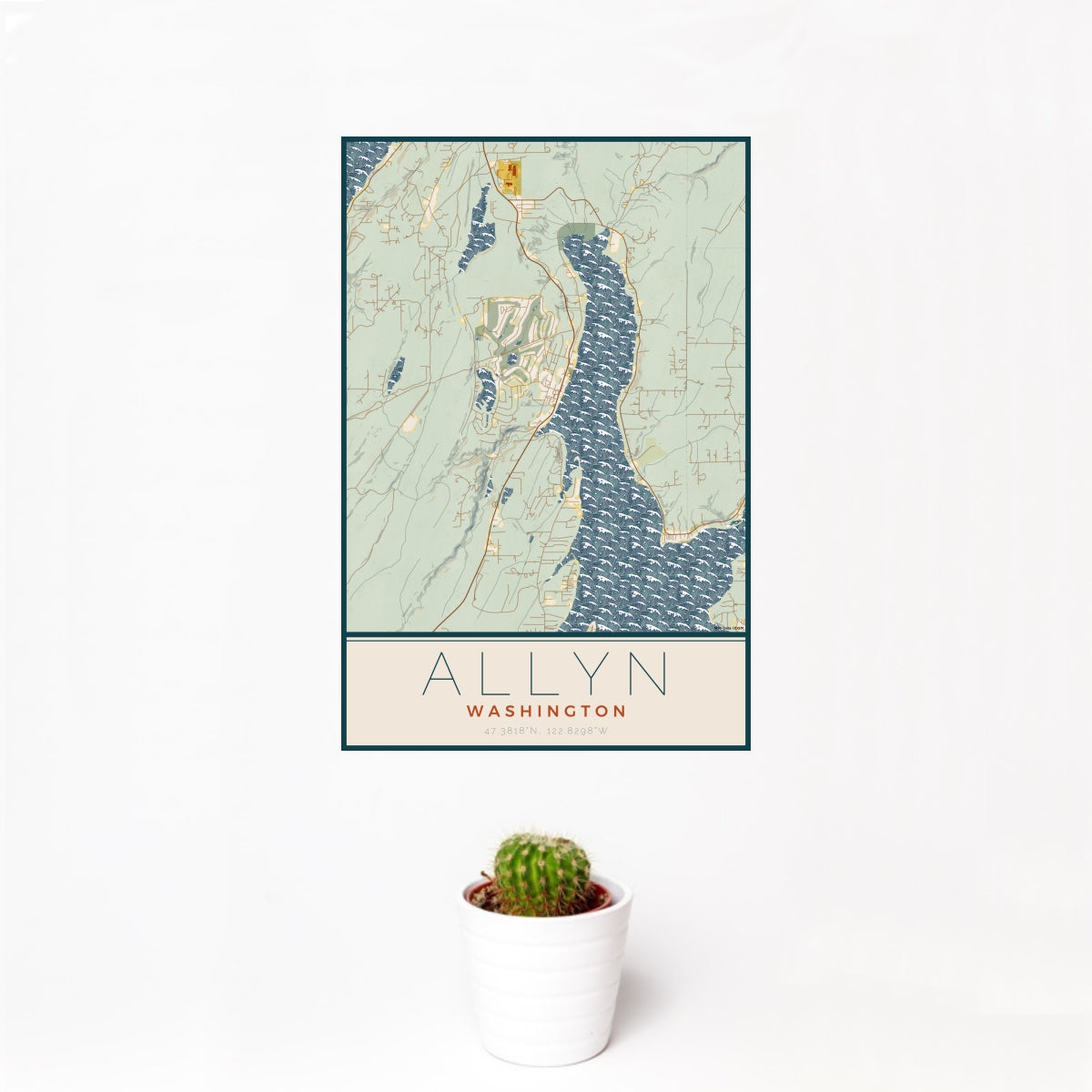 Allyn - Washington Map Print in Woodblock — JACE Maps