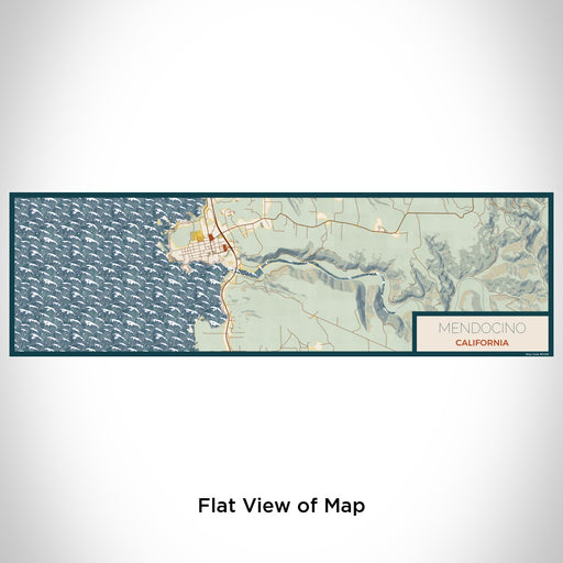 Flat View of Map Custom Mendocino California Map Enamel Mug in Woodblock